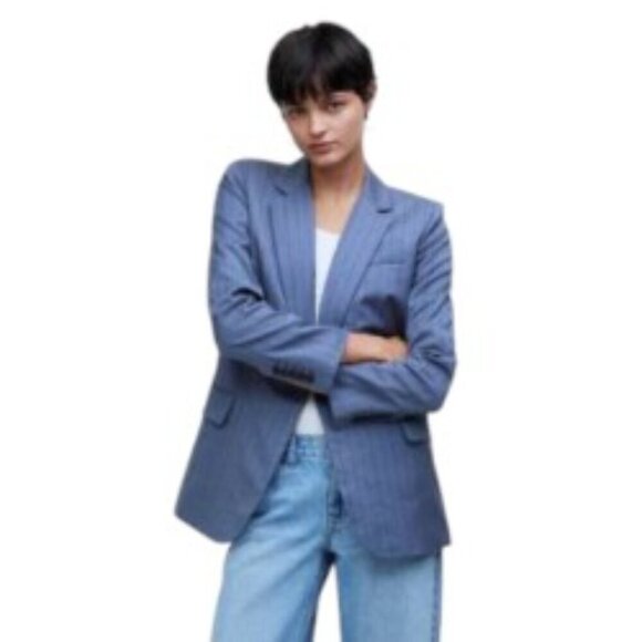 NWT Madewell Single-Breasted Blazer in Yarn-Dyed Pinstripe 8 - Picture 1 of 7